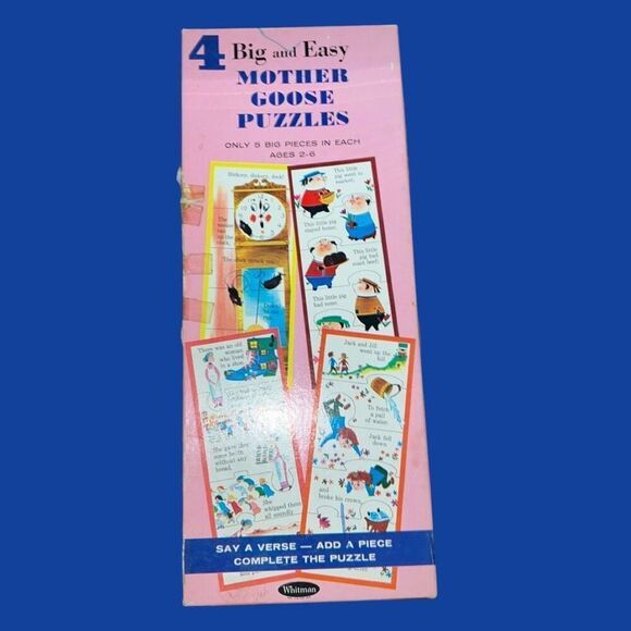 Vintage 1966 Whitman 4 Big And Easy Mother Goose 5-Piece Puzzles Western Pub Co. - Picture 1 of 6